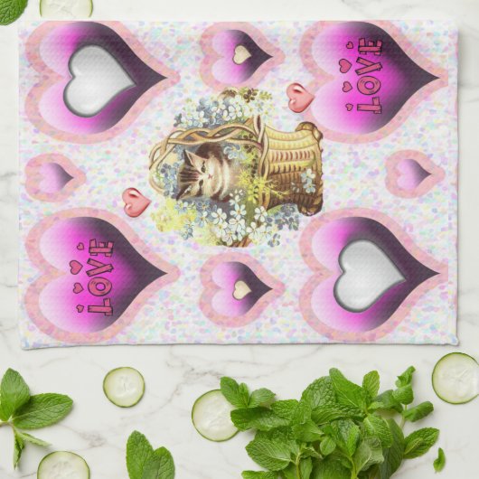 Valentijnsdag Keukenhanddoek (Gevouwen)