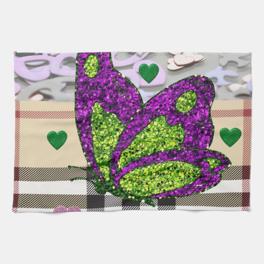 Valentijnsdag Keukenhanddoek, Butterfly Theedoek (Horizontaal)