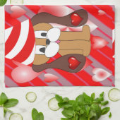 Valentijnsdag Keukenhanddoek, hond Theedoek (Gevouwen)