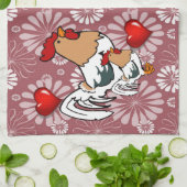 Valentijnsdag Keukenhanddoek, kip Theedoek (Gevouwen)