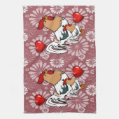 Valentijnsdag Keukenhanddoek, kip Theedoek (Verticaal)