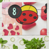 Valentijnsdag Keukenhanddoek, Ladybug Theedoek (Gevouwen)