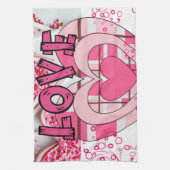 Valentijnsdag Keukenhanddoek, Love Theedoek (Verticaal)