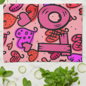 Valentijnsdag Keukenhanddoek, Love Theedoek (Gevouwen)