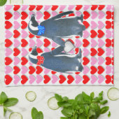 Valentijnsdag Keukenhanddoek, Penguin Theedoek (Gevouwen)