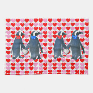 Valentijnsdag Keukenhanddoek, Penguin Theedoek