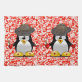 Valentijnsdag Keukenhanddoek, Penguin Theedoek (Horizontaal)