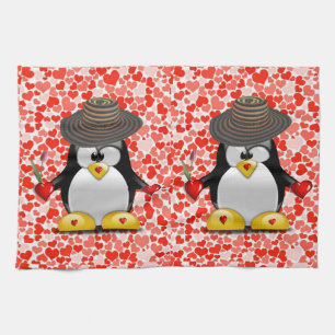 Valentijnsdag Keukenhanddoek, Penguin Theedoek