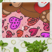 Valentijnsdag Keukenhanddoek, Teddy Bear Theedoek (Gevouwen)