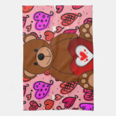 Valentijnsdag Keukenhanddoek, Teddy Bear Theedoek (Verticaal)