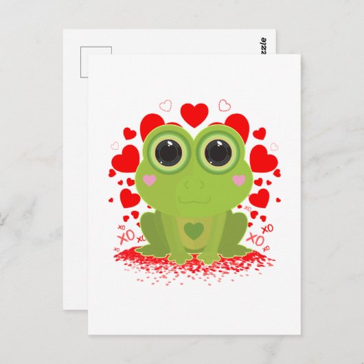 Valentijnsdag Kikker Briefkaart (Voorkant / Achterkant)
