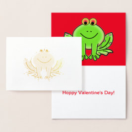 Valentijnsdag kikker op goudolie, haverkikker folie kaarten