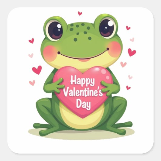 Valentijnsdag kikker vierkante sticker (Voorkant)