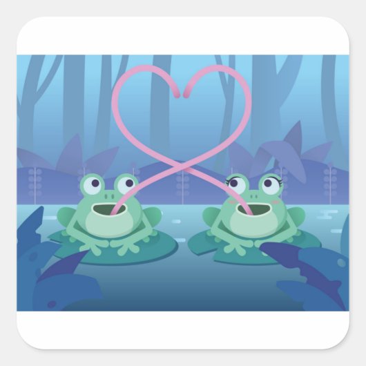 Valentijnsdag kikkervislevers vierkante sticker (Voorkant)