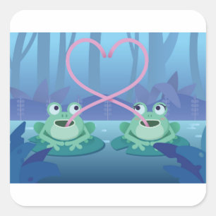 Valentijnsdag kikkervislevers vierkante sticker