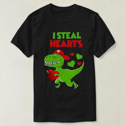 Valentijnsdag Kinder Dinosaur TRe Lover I Steal He T-shirt (Design voorkant)