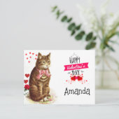 Valentijnsdag Kinder harten en kat Briefkaart (Staand voorkant)