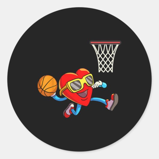 Valentijnsdag Kinder jongens Mannen Heart Dunking  Ronde Sticker (Voorkant)