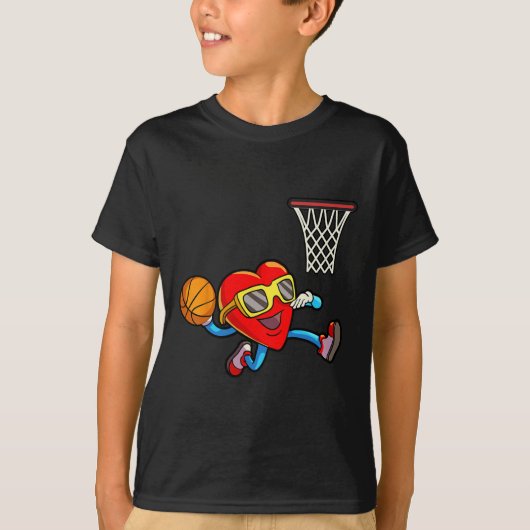 Valentijnsdag Kinder jongens Mannen Heart Dunking  T-shirt (Voorkant)