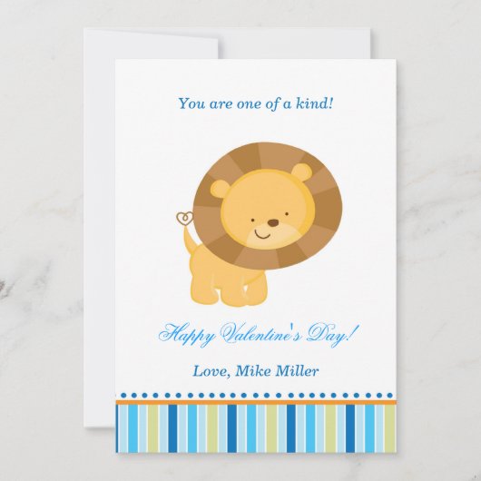 Valentijnsdag Kinder Lion Blue Wenskaart Feestdagenkaart (Voorkant)