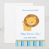 Valentijnsdag Kinder Lion Blue Wenskaart Feestdagenkaart (Voorkant / Achterkant)