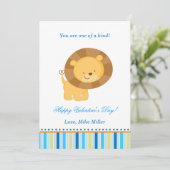 Valentijnsdag Kinder Lion Blue Wenskaart Feestdagenkaart (Staand voorkant)
