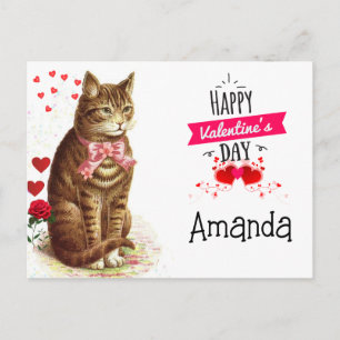 Valentijnsdag Kinderhartjes en Kat Briefkaart