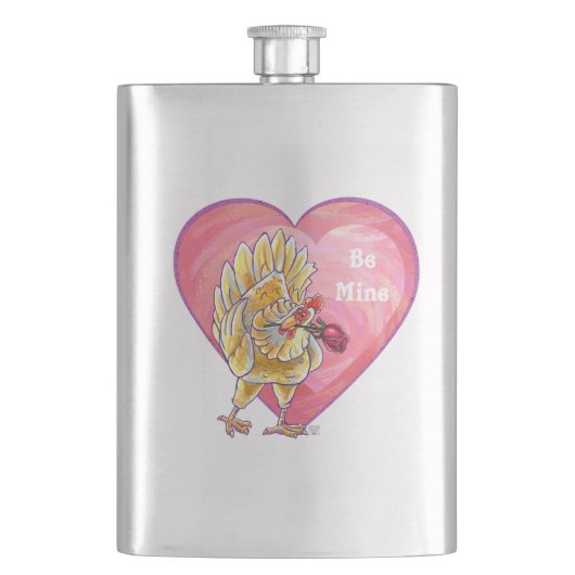 Valentijnsdag kippen heupfles (Voorkant)
