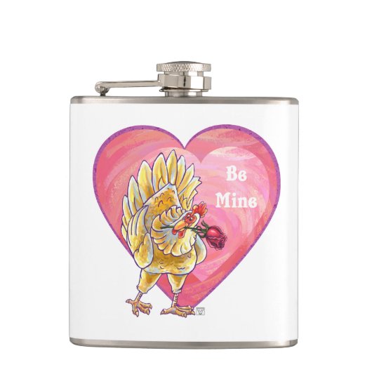 Valentijnsdag kippen heupfles (Voorkant)