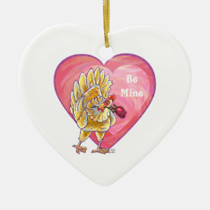 Valentijnsdag kippen keramisch ornament