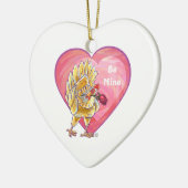 Valentijnsdag kippen keramisch ornament (Links)