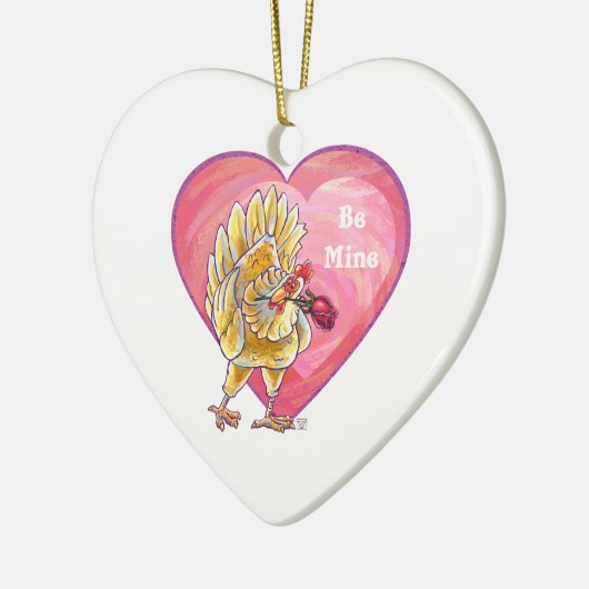 Valentijnsdag kippen keramisch ornament (Links)