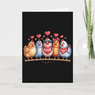 Valentijnsdag Kippen Koppel Cute Outfit Voor Kaart
