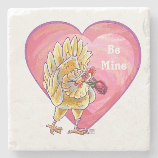Valentijnsdag kippen stenen onderzetter (Voorkant)