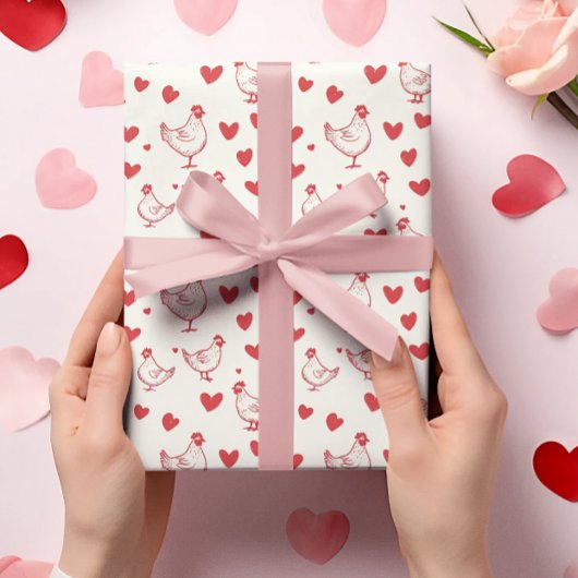 Valentijnsdag Kippenhart Liefde Cadeaupapier