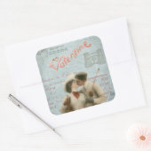  Valentijnsdag Kissende Couple Collage Vierkante Sticker (Envelop)
