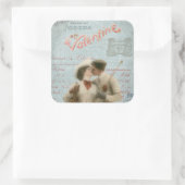  Valentijnsdag Kissende Couple Collage Vierkante Sticker (Tas)
