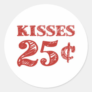 Valentijnsdag Kisses 25 cent Ronde Sticker