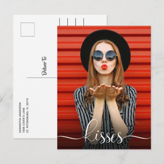 Valentijnsdag Kisses met Selfie-foto Briefkaart (Voorkant / Achterkant)