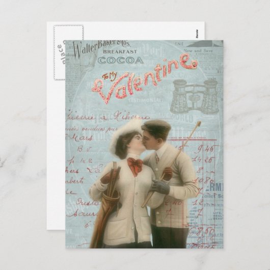  Valentijnsdag Kissing Couple Collage Feestdagenkaart (Voorkant / Achterkant)