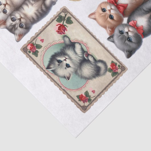 Valentijnsdag Kitten Fussy Cuts Tissuepapier (Detail)