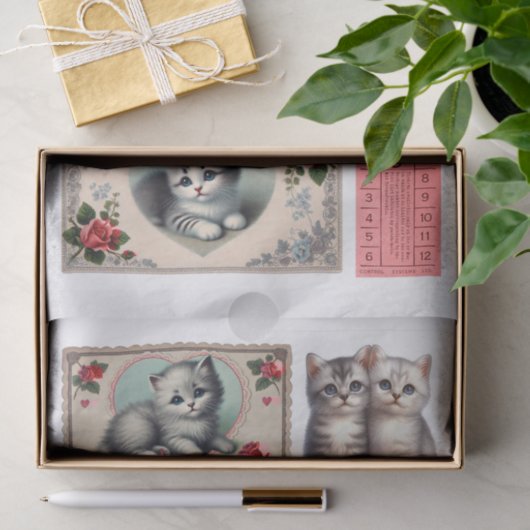 Valentijnsdag Kitten Fussy Cuts Tissuepapier (Geschenk)
