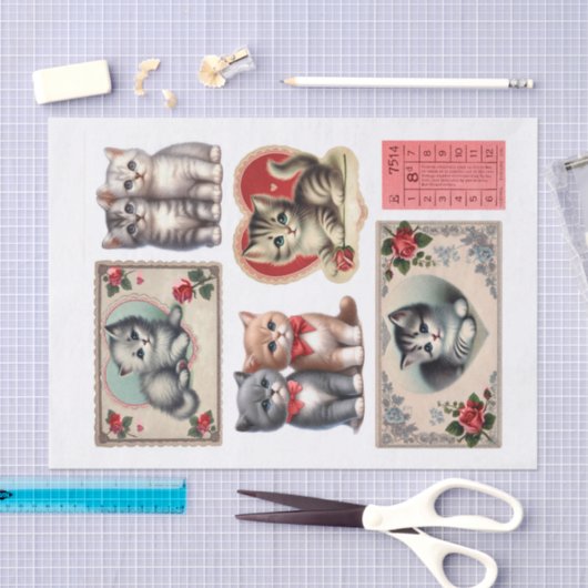  Valentijnsdag Kitten Fussy Cuts Tissuepapier (Craft)