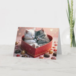 Valentijnsdag Kitten In Een Doos Met Snoep Kaart