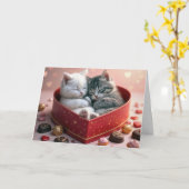 Valentijnsdag Kitten In Een Doos Met Snoep Kaart (Gele Bloem)