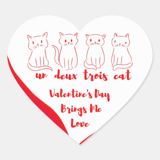 Valentijnsdag Kitten - Un Deux Trois Kat Hart Sticker (Voorkant)