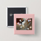 Valentijnsdag Kittens Vierkante Button 5,1 Cm (Voorkant /achterkant)