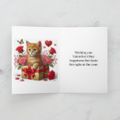 Valentijnsdag Kittige Kat  Kaart (Binnen)