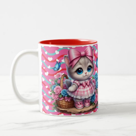 Valentijnsdag Kitty  Tweekleurige Koffiemok (Links)