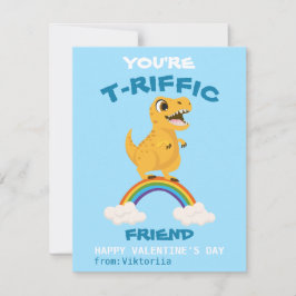 Valentijnsdag klas kinderen dinosaurus regenboog feestdagenkaart